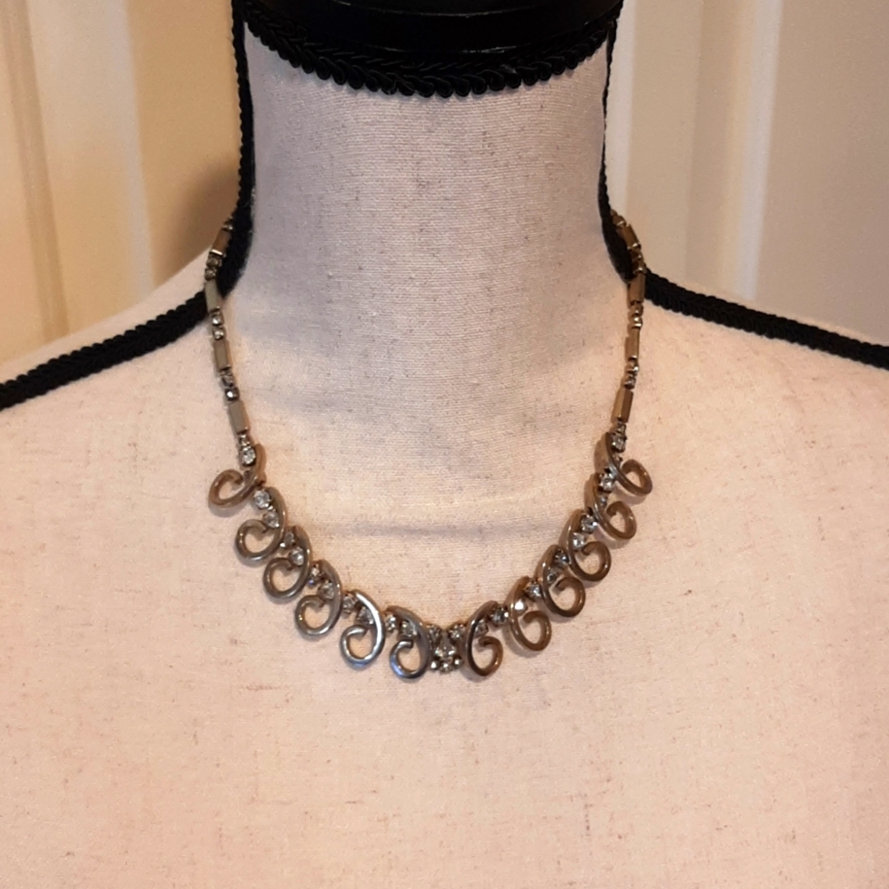 Sarah Coventry Celestial Fire 1950s Rhinestone Costume Jewelry Choker Necklace